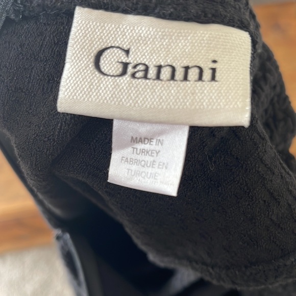 GANNI Black Pinnacle High Neck Textured Dress Anthropologie Small